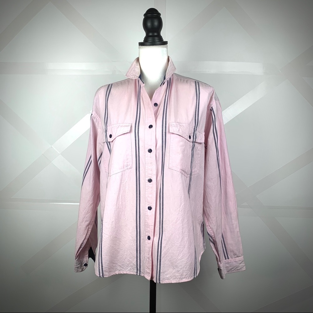 Details Pink Long Sleeve Work Shirt